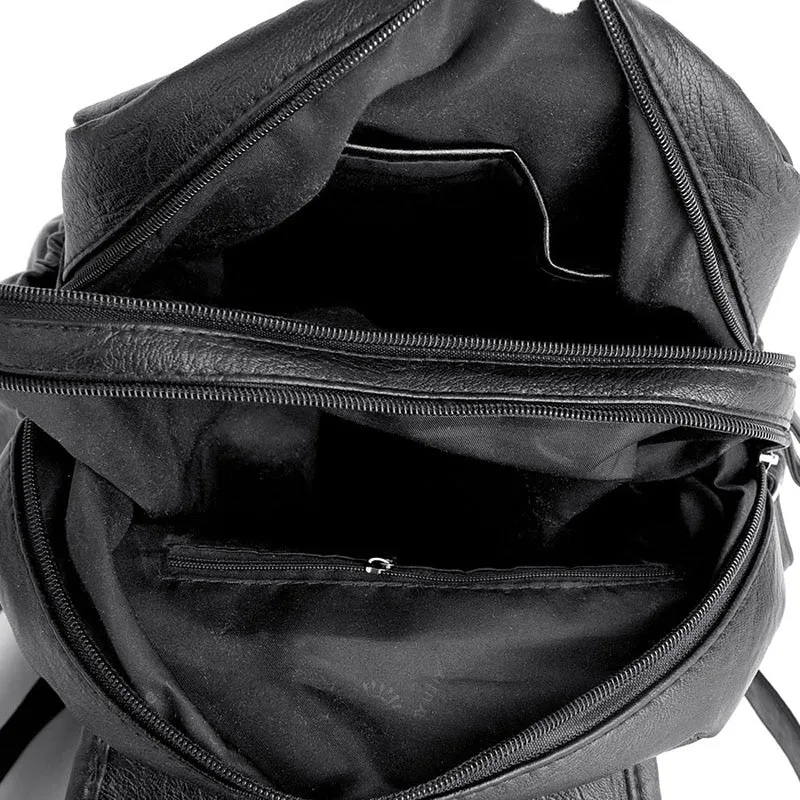 LANYIBAIGE Lovely Leather Zippered Backpack