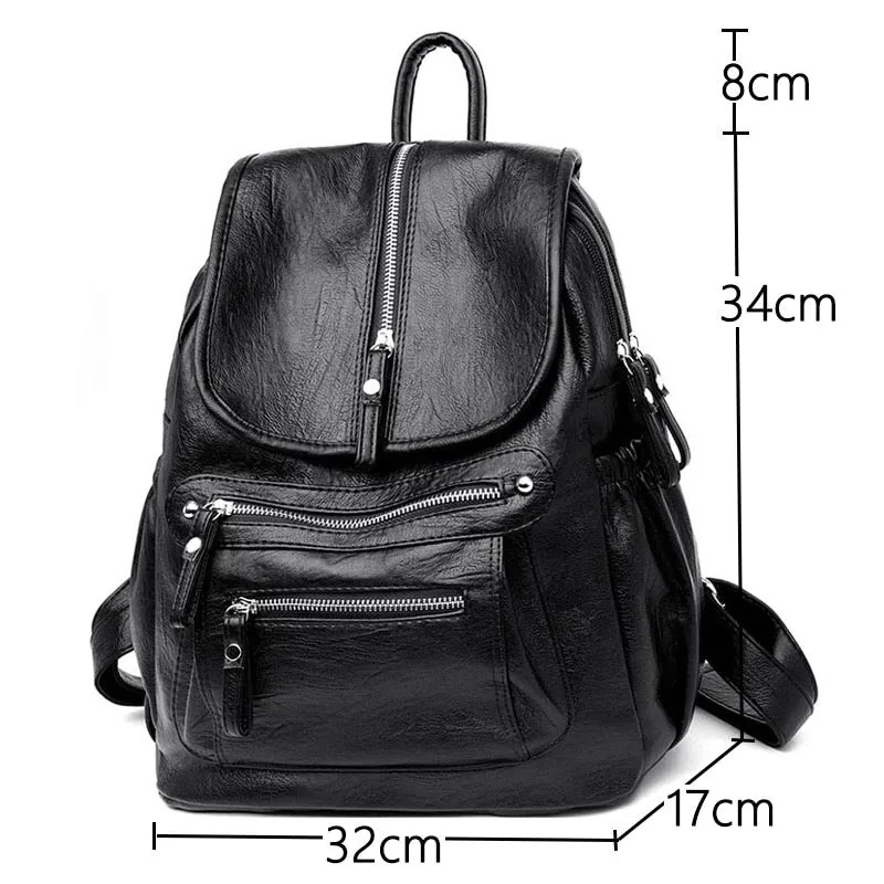 LANYIBAIGE Lovely Leather Zippered Backpack