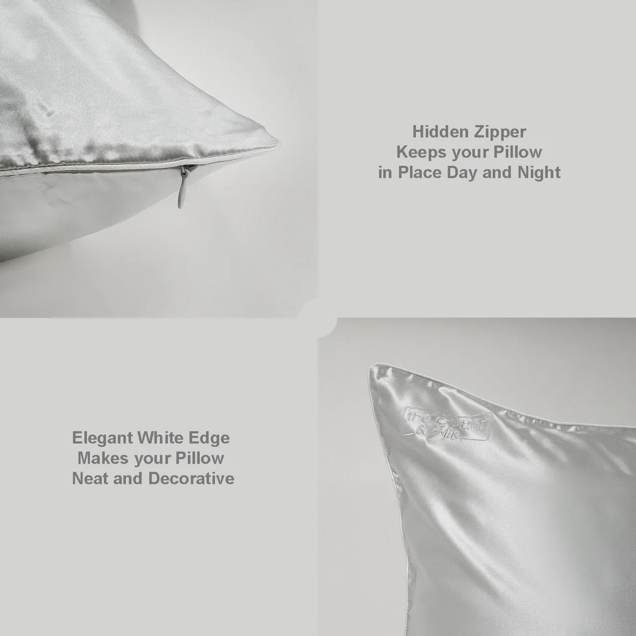 Luxurious 22 Momme Mulberry Silk Pillowcase, Silver