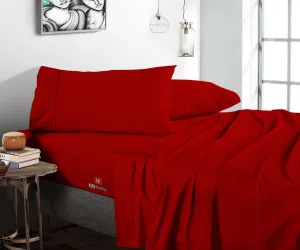 Luxurious Blood Red Flat Sheet Set