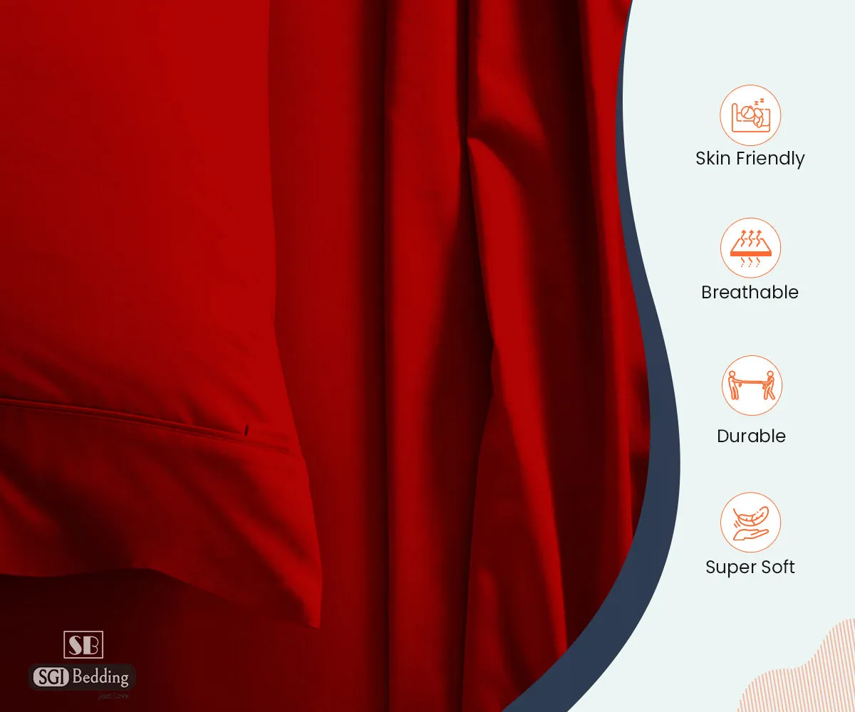 Luxurious Blood Red Flat Sheet Set