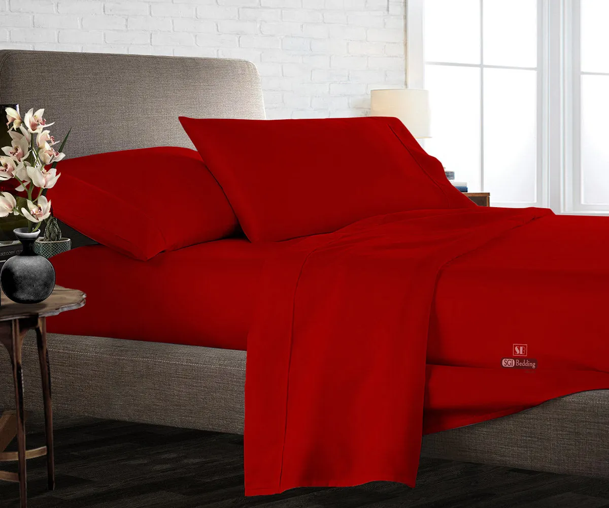 Luxurious Blood Red Flat Sheet Set