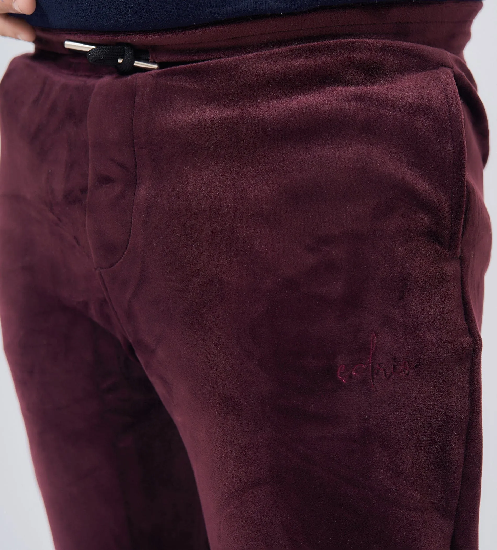 Luxurious Burgandy Velour Trackpants