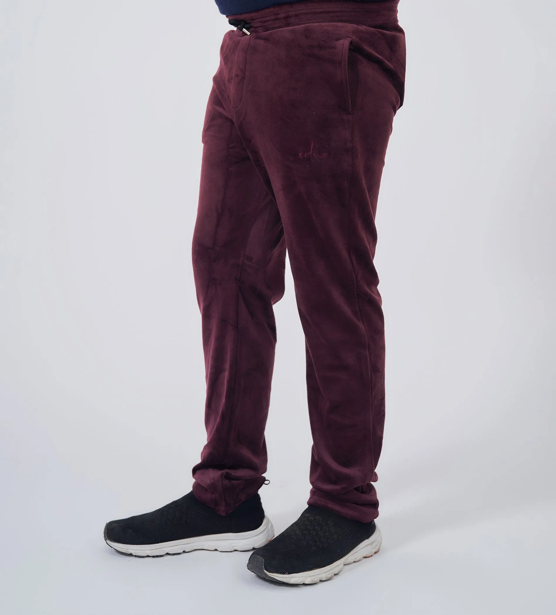 Luxurious Burgandy Velour Trackpants