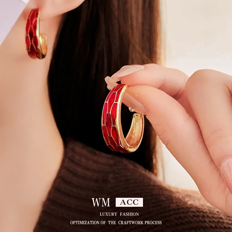 Luxurious Circle Round Geometric Metal Electroplating Earrings