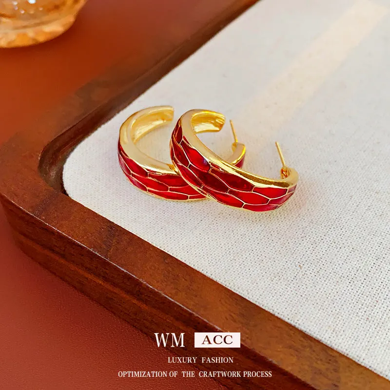 Luxurious Circle Round Geometric Metal Electroplating Earrings