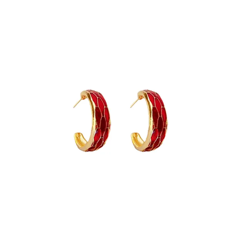 Luxurious Circle Round Geometric Metal Electroplating Earrings