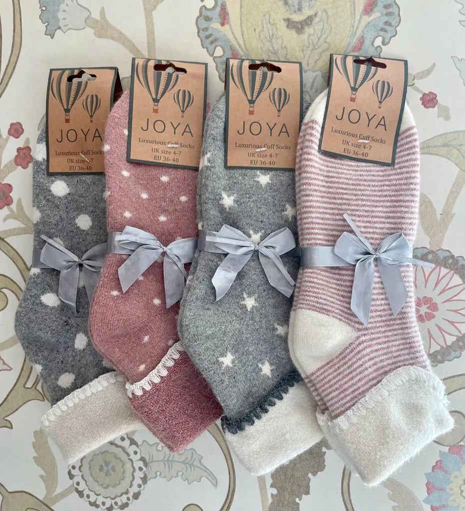 Luxurious Cuff House Socks in Fine Stripe