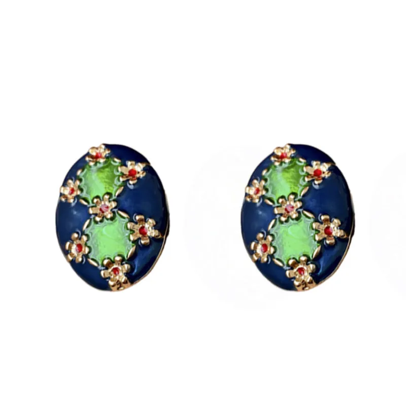 Luxurious Ellipse Geometric Metal Oil Dripping Earrings