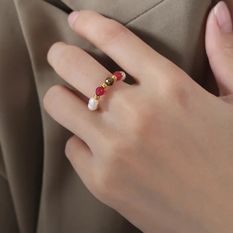 Luxurious Handcrafted Pearl Beaded Ring for Women