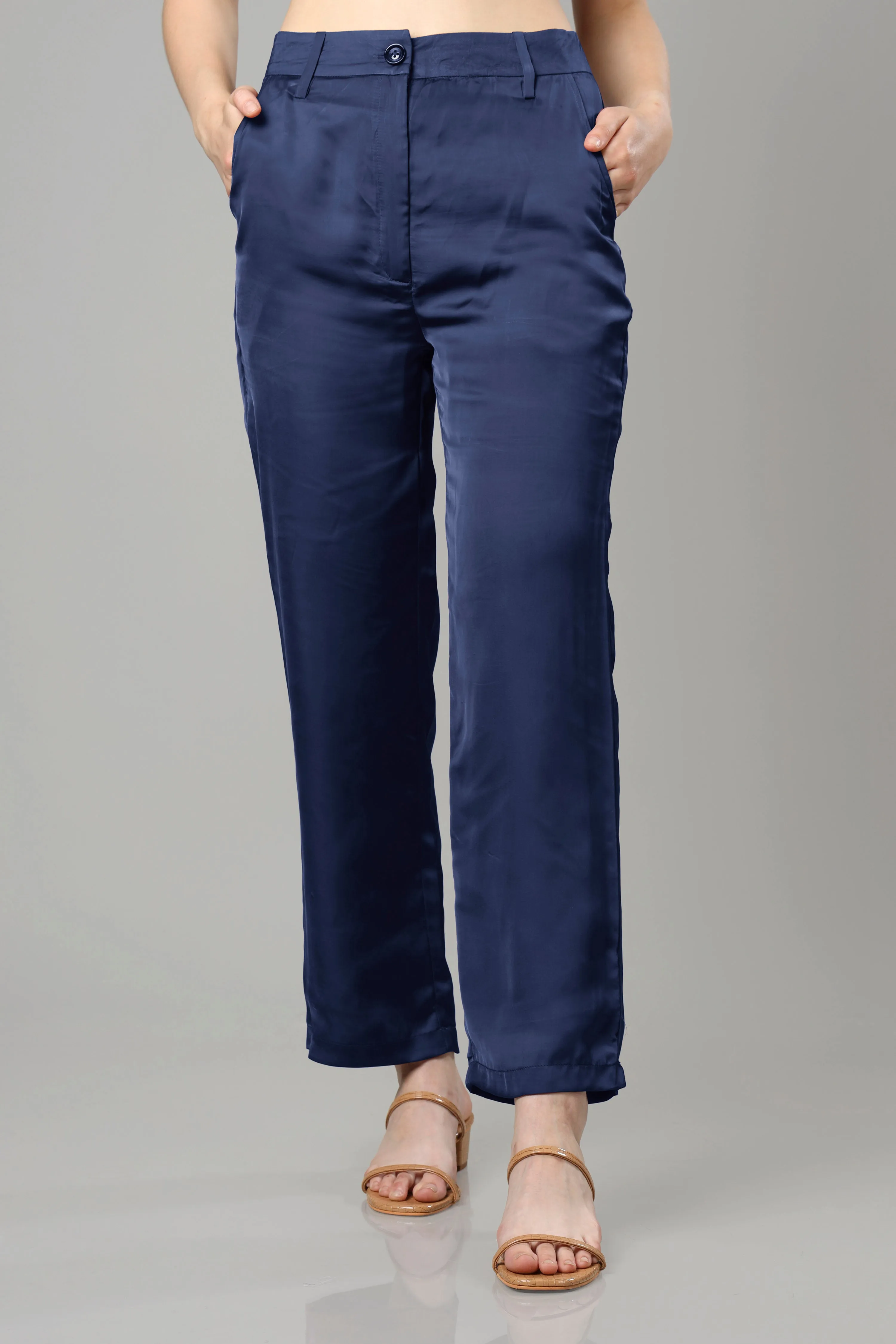 Luxurious Navy Blue Ladies Bottom Wear