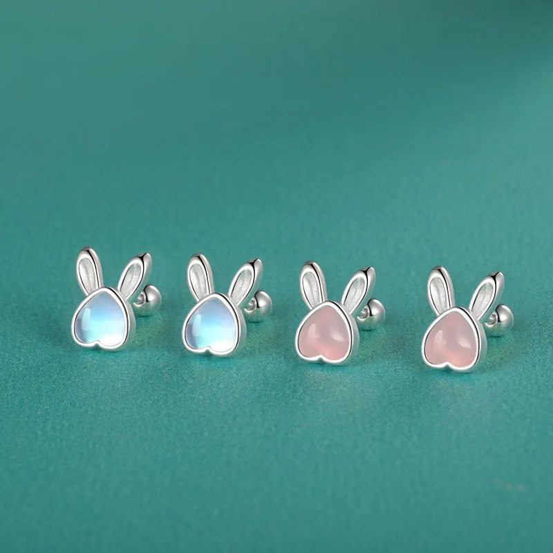 Luxurious Pure S925 Silver Bunny Earrings