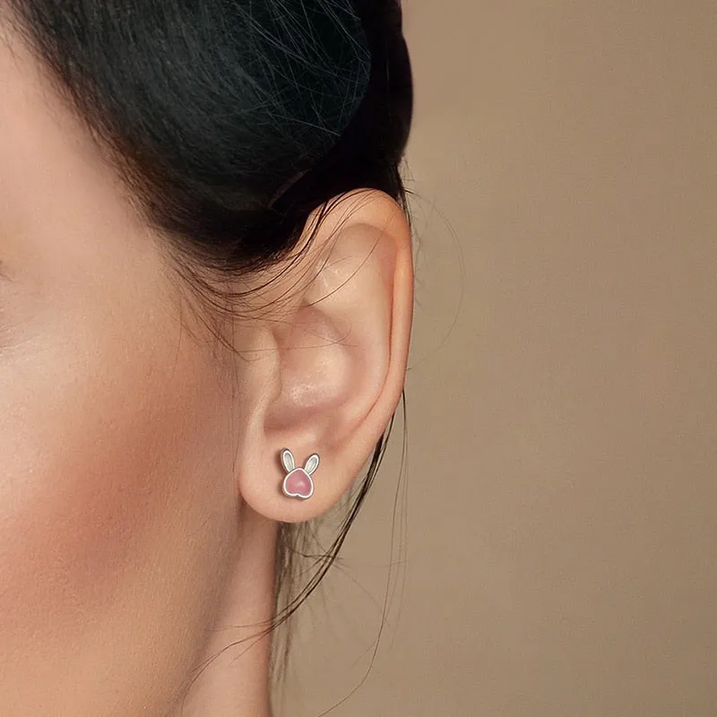 Luxurious Pure S925 Silver Bunny Earrings