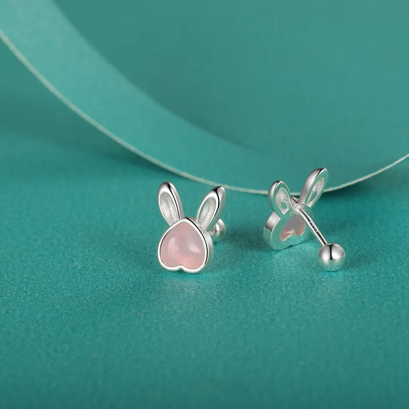 Luxurious Pure S925 Silver Bunny Earrings