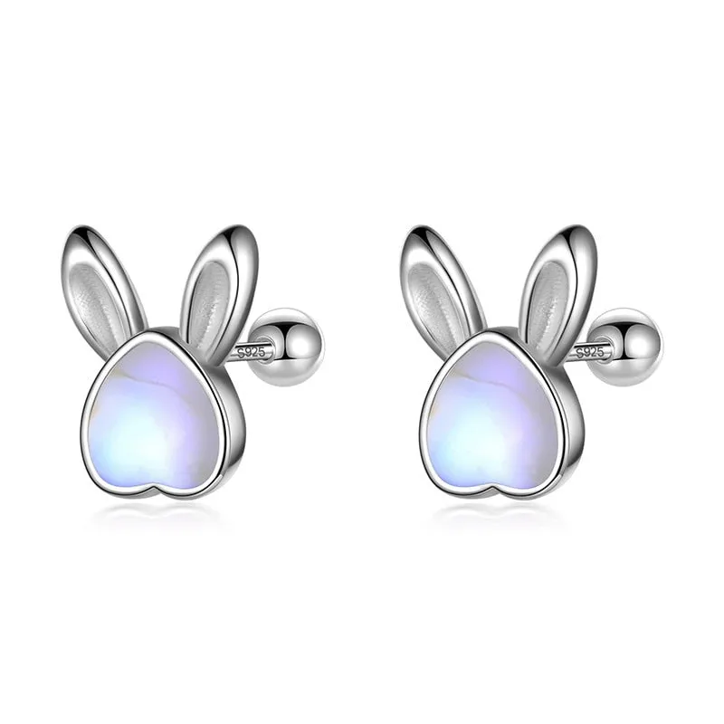 Luxurious Pure S925 Silver Bunny Earrings
