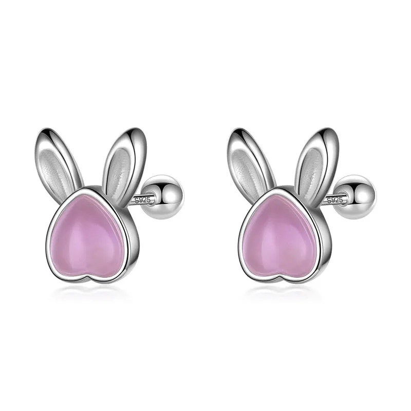 Luxurious Pure S925 Silver Bunny Earrings