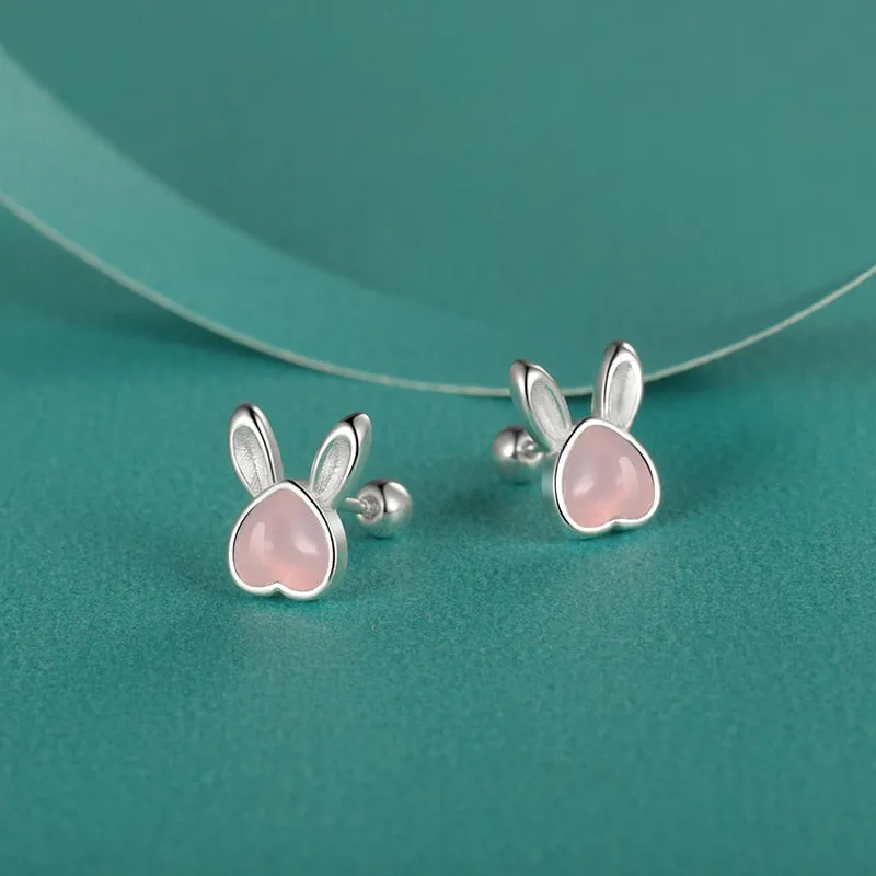 Luxurious Pure S925 Silver Bunny Earrings