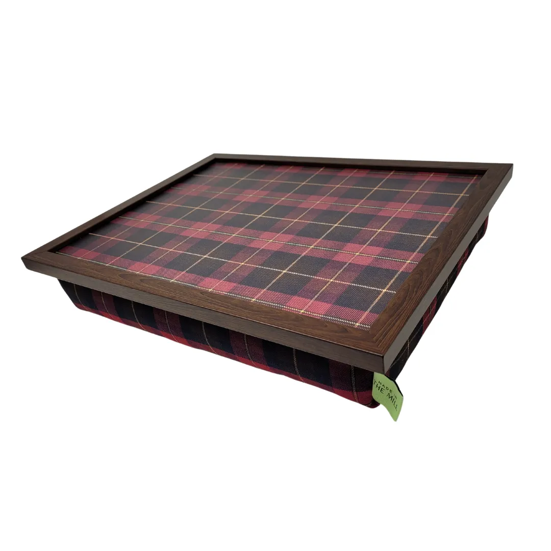 Luxury Burgundy Boyd Tartan Lap Tray With Bean Bag from Made in the Mill