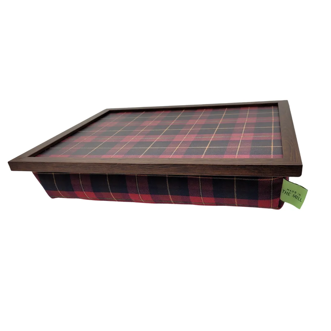 Luxury Burgundy Boyd Tartan Lap Tray With Bean Bag from Made in the Mill