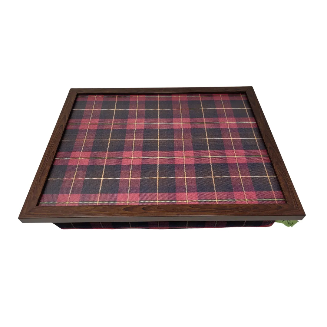 Luxury Burgundy Boyd Tartan Lap Tray With Bean Bag from Made in the Mill