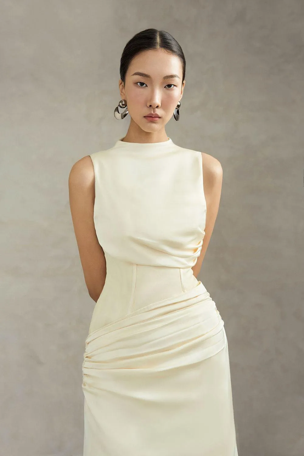 Maisie A-line Corset Waist Silk Ankle Length Dress