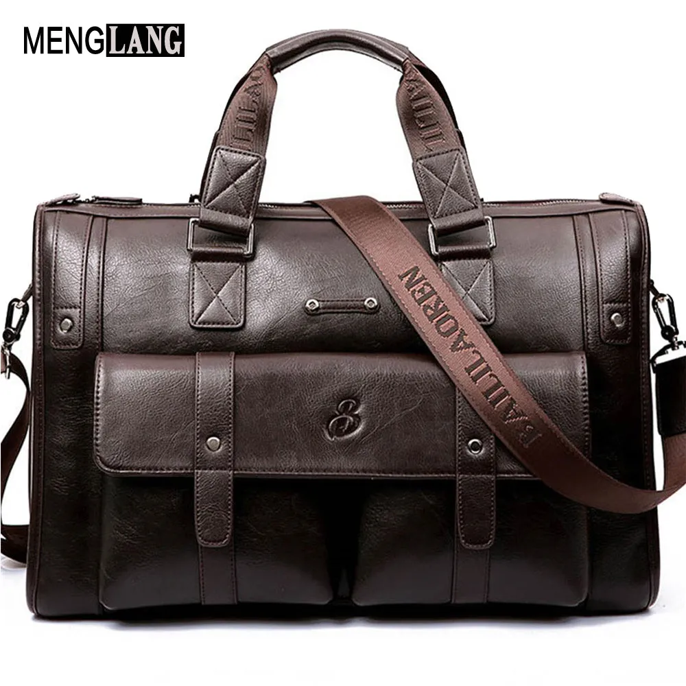 Man Bag Leather Black Briefcase