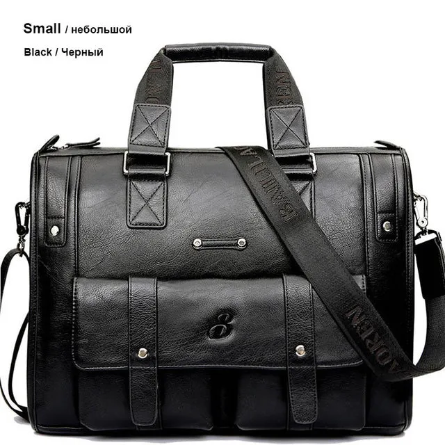 Man Bag Leather Black Briefcase