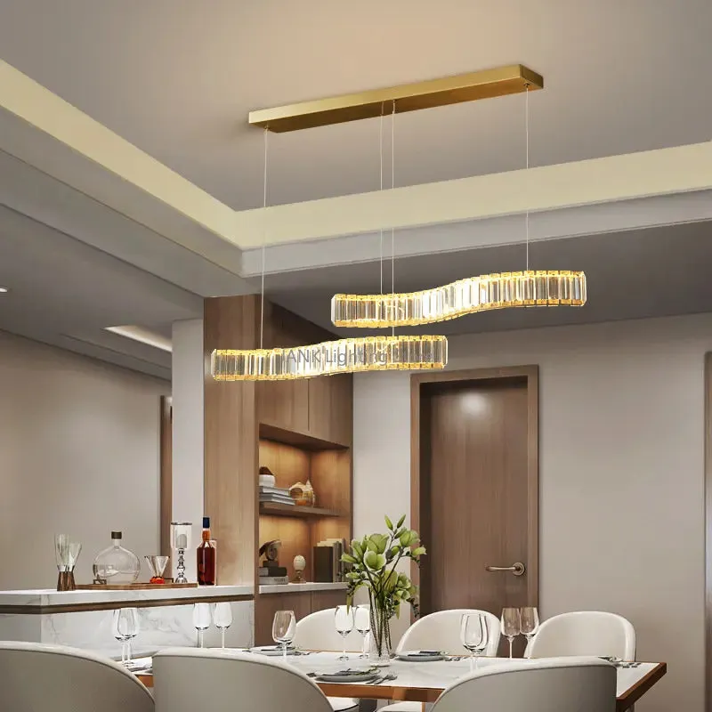 Mansion Designer S-shaped LED Crystal Chandelier for Kitchen Living Room Lighting