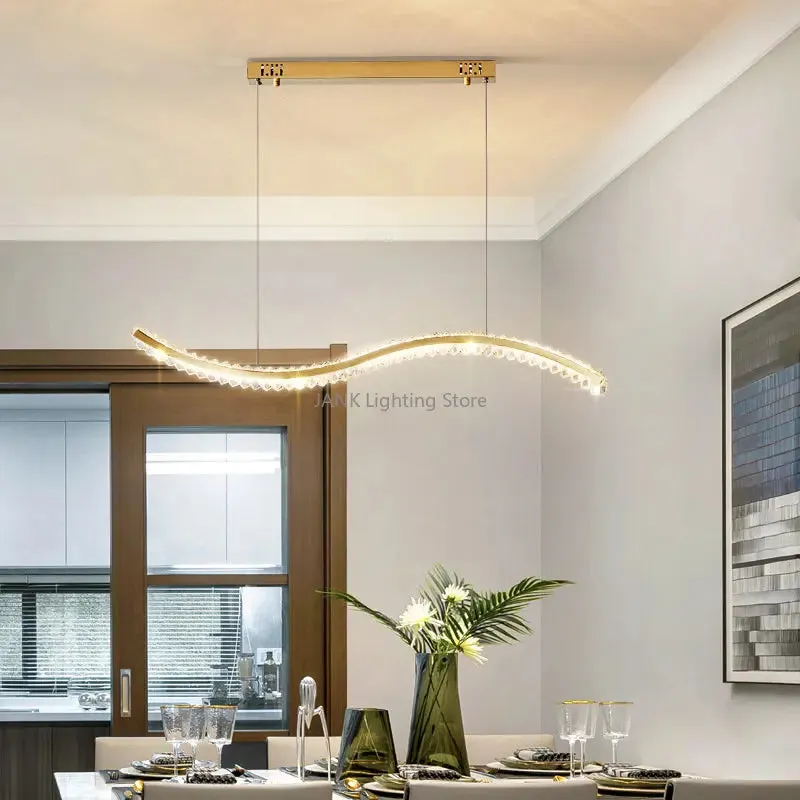 Mansion Designer S-shaped LED Crystal Chandelier for Kitchen Living Room Lighting