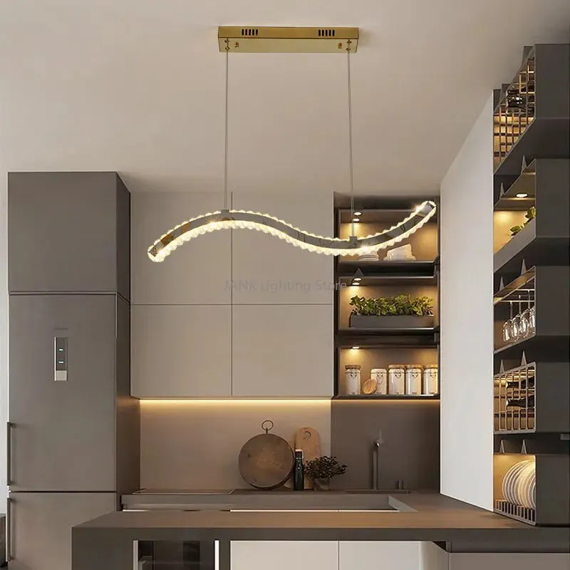 Mansion Designer S-shaped LED Crystal Chandelier for Kitchen Living Room Lighting
