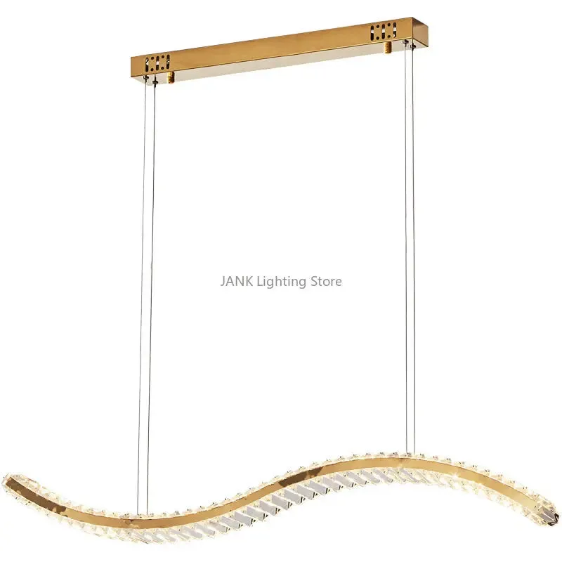 Mansion Designer S-shaped LED Crystal Chandelier for Kitchen Living Room Lighting