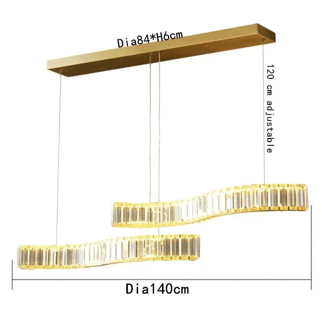 Mansion Designer S-shaped LED Crystal Chandelier for Kitchen Living Room Lighting