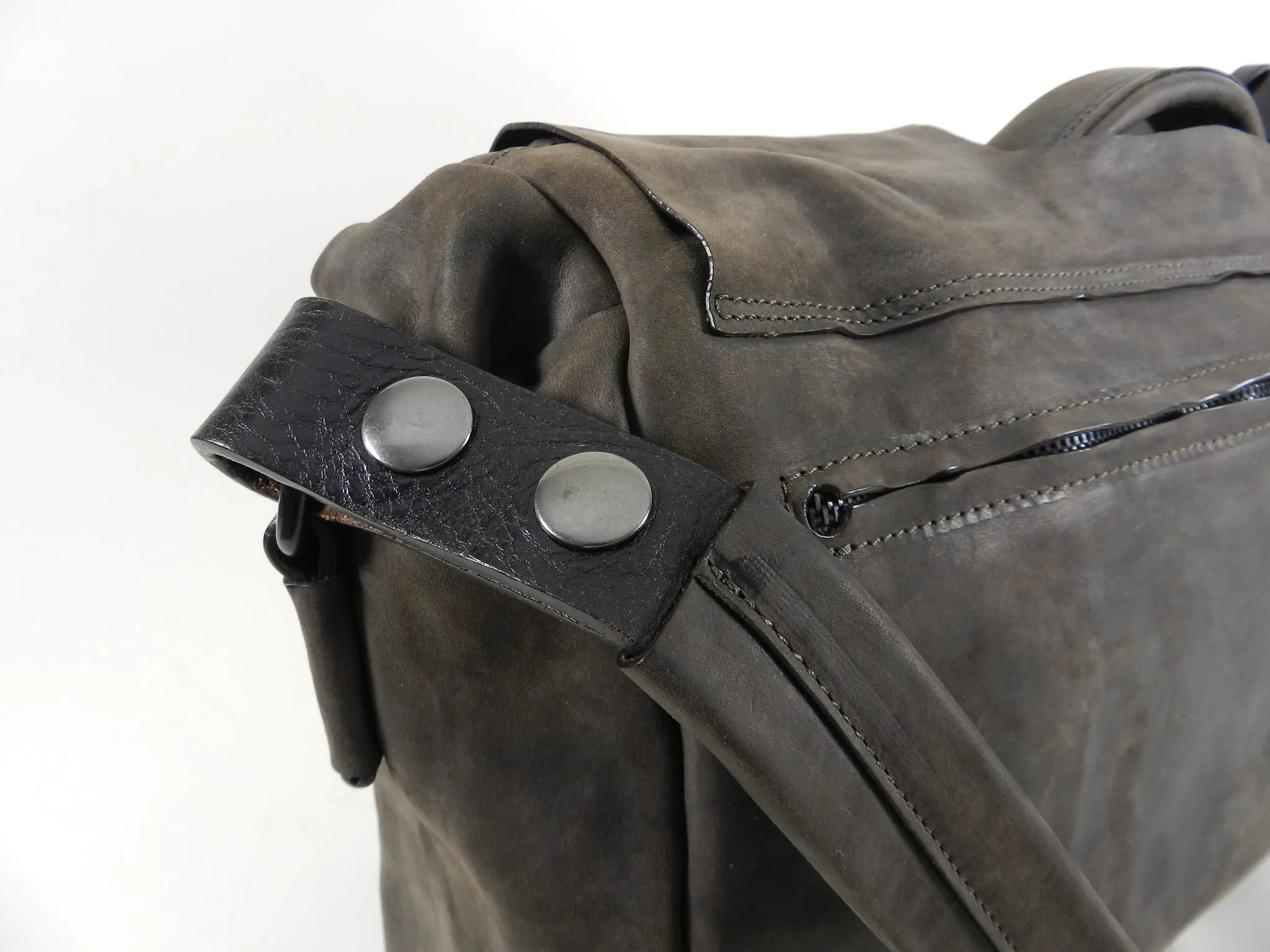 Marsell Dark Walnut Brown Leather Messenger Computer Bag