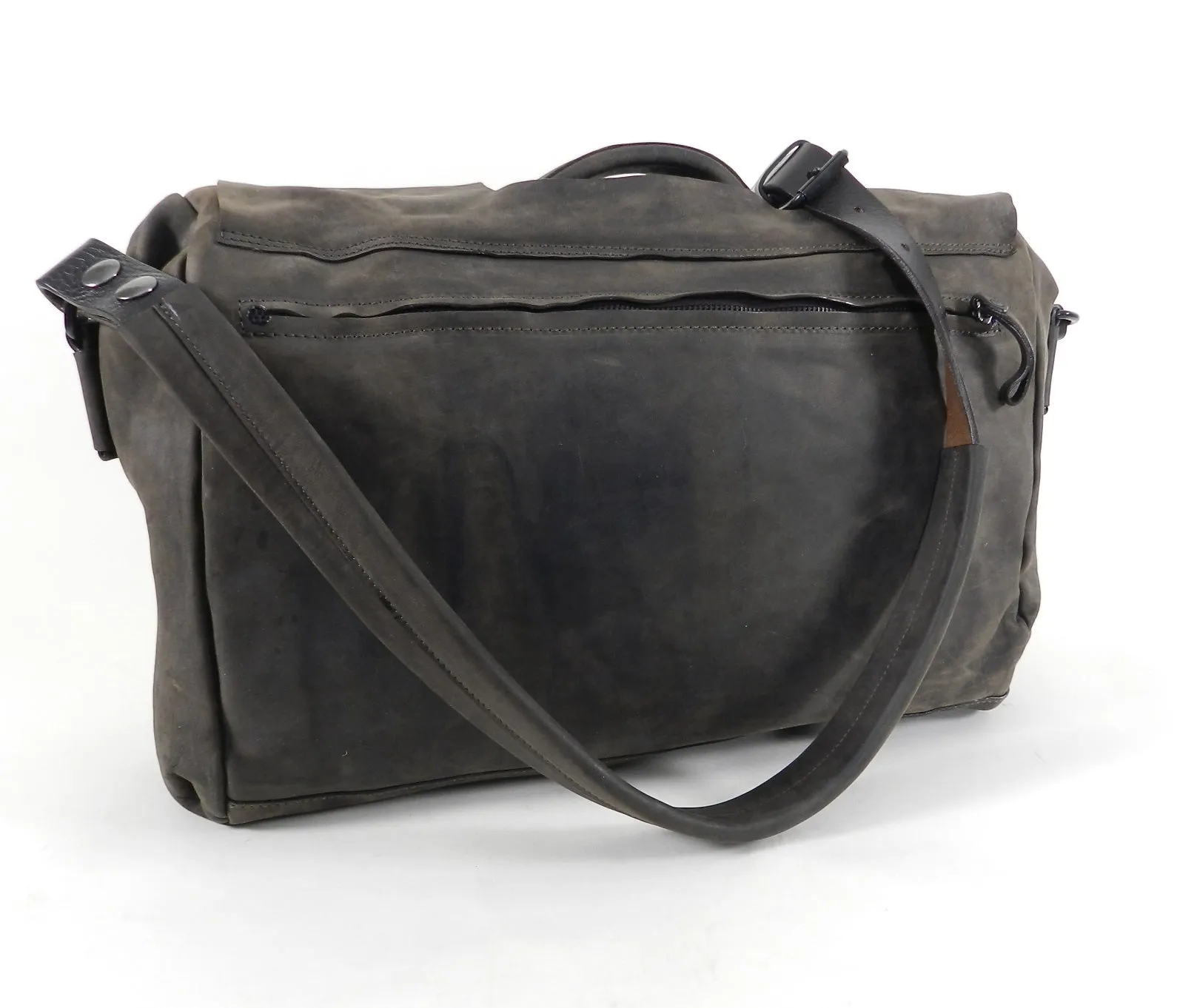Marsell Dark Walnut Brown Leather Messenger Computer Bag