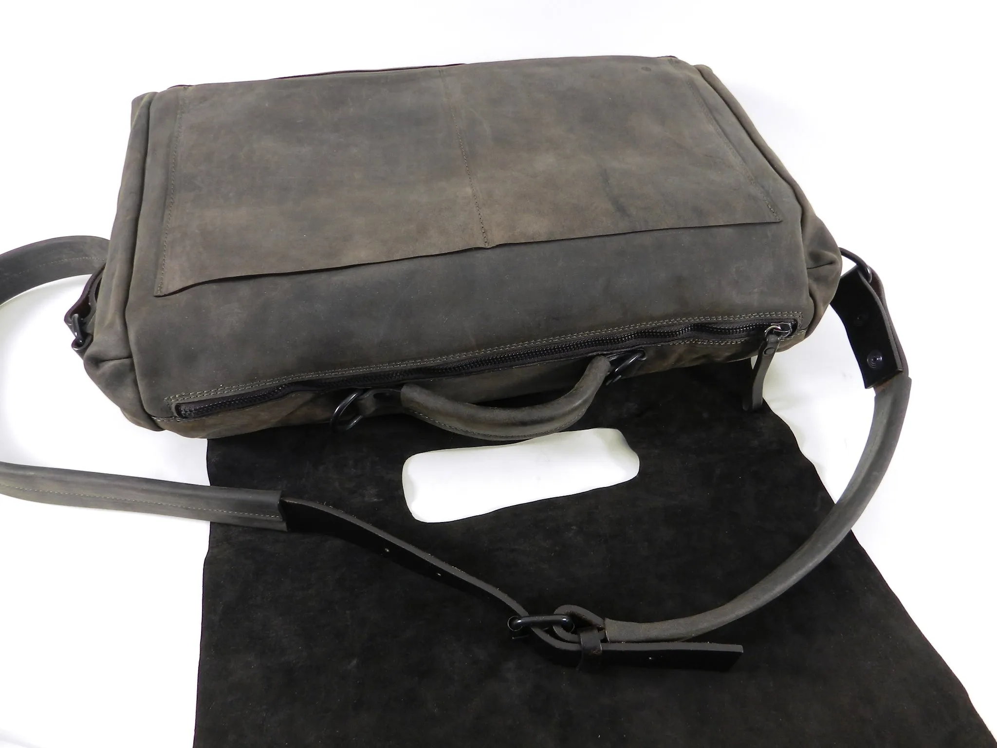 Marsell Dark Walnut Brown Leather Messenger Computer Bag