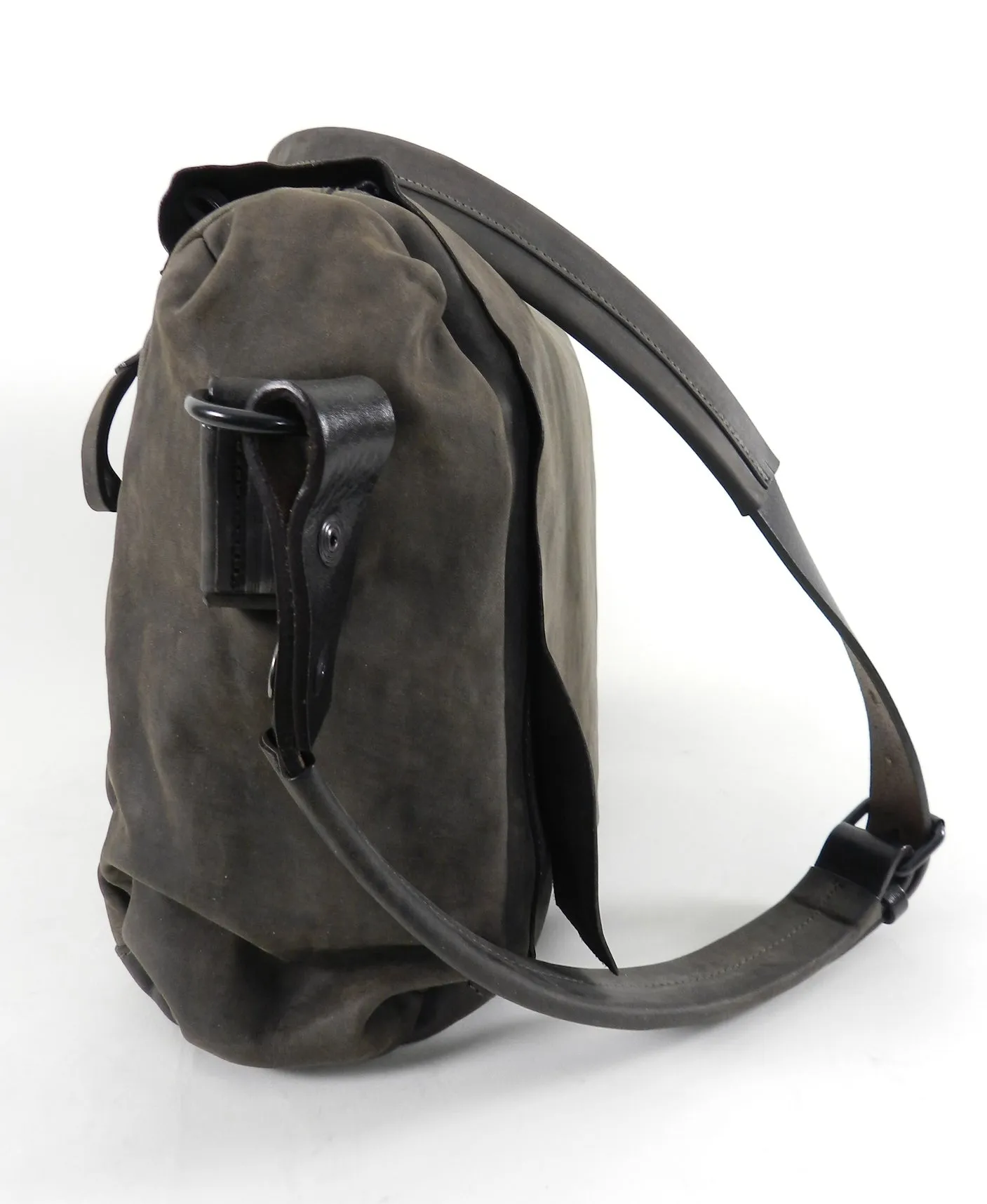 Marsell Dark Walnut Brown Leather Messenger Computer Bag