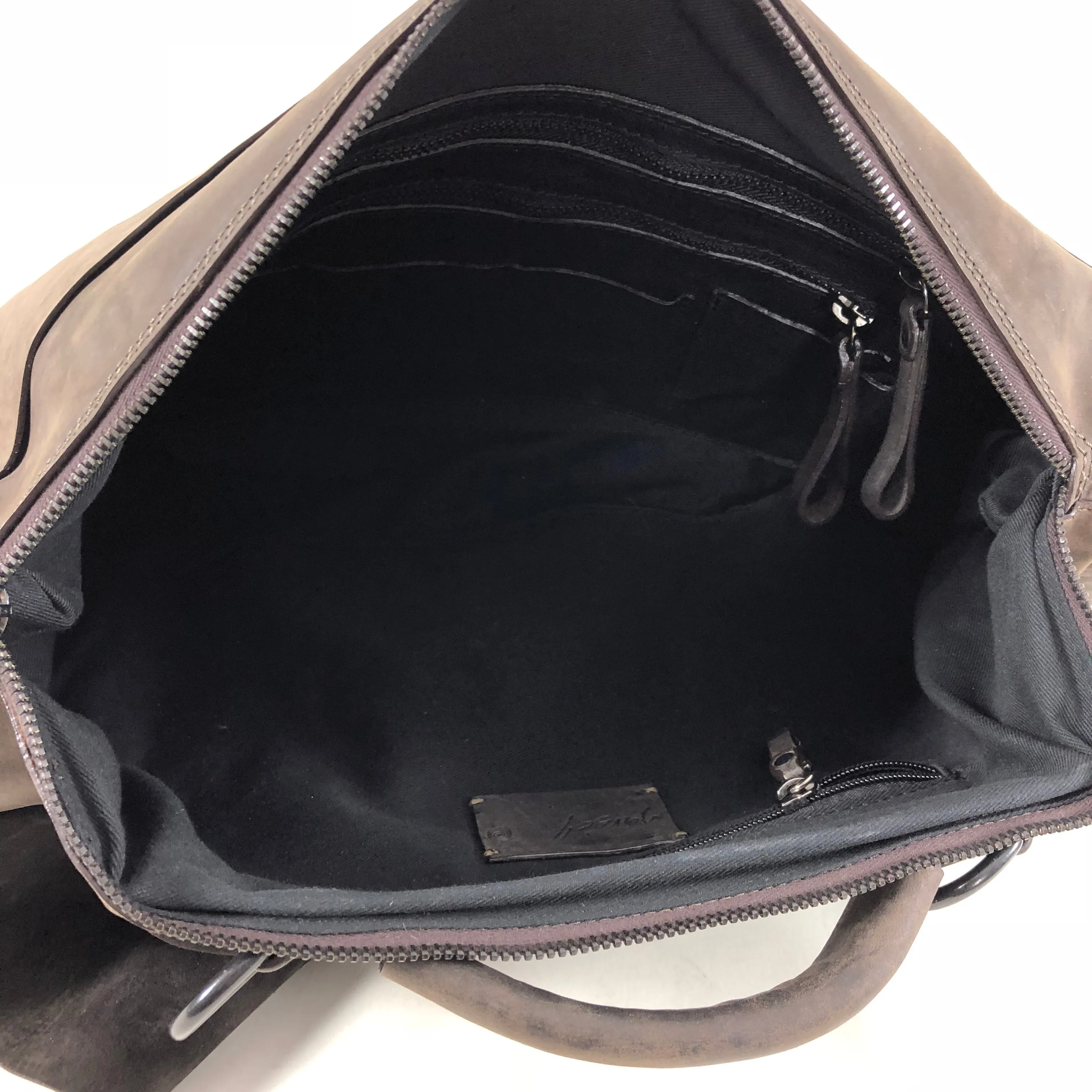 Marsell Dark Walnut Brown Leather Messenger Computer Bag