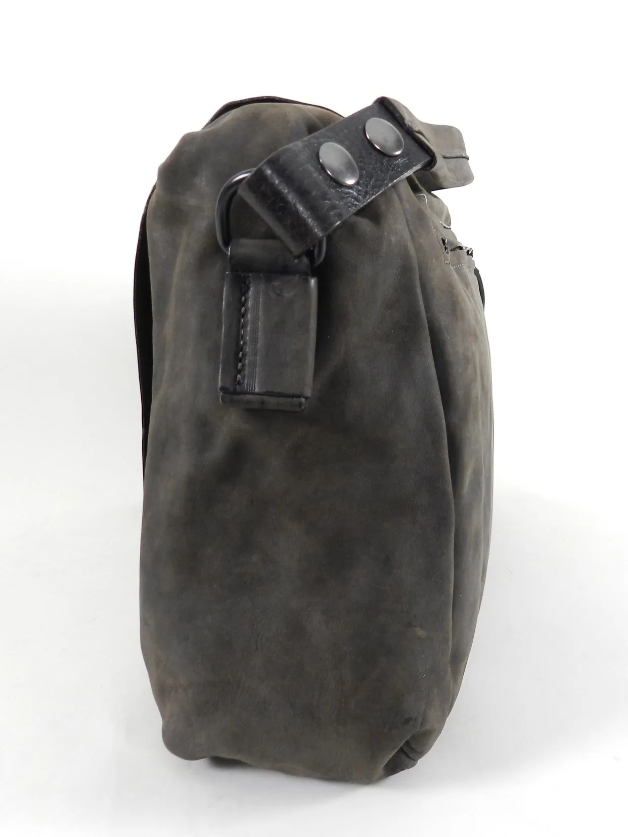 Marsell Dark Walnut Brown Leather Messenger Computer Bag