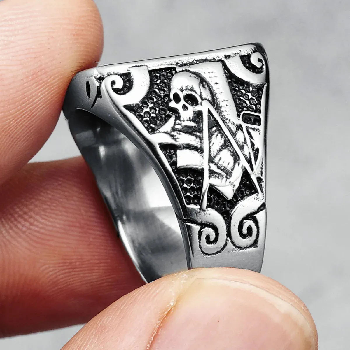 Master Mason Blue Lodge Ring - 316L Stainless Steel Pillars & Skeleton