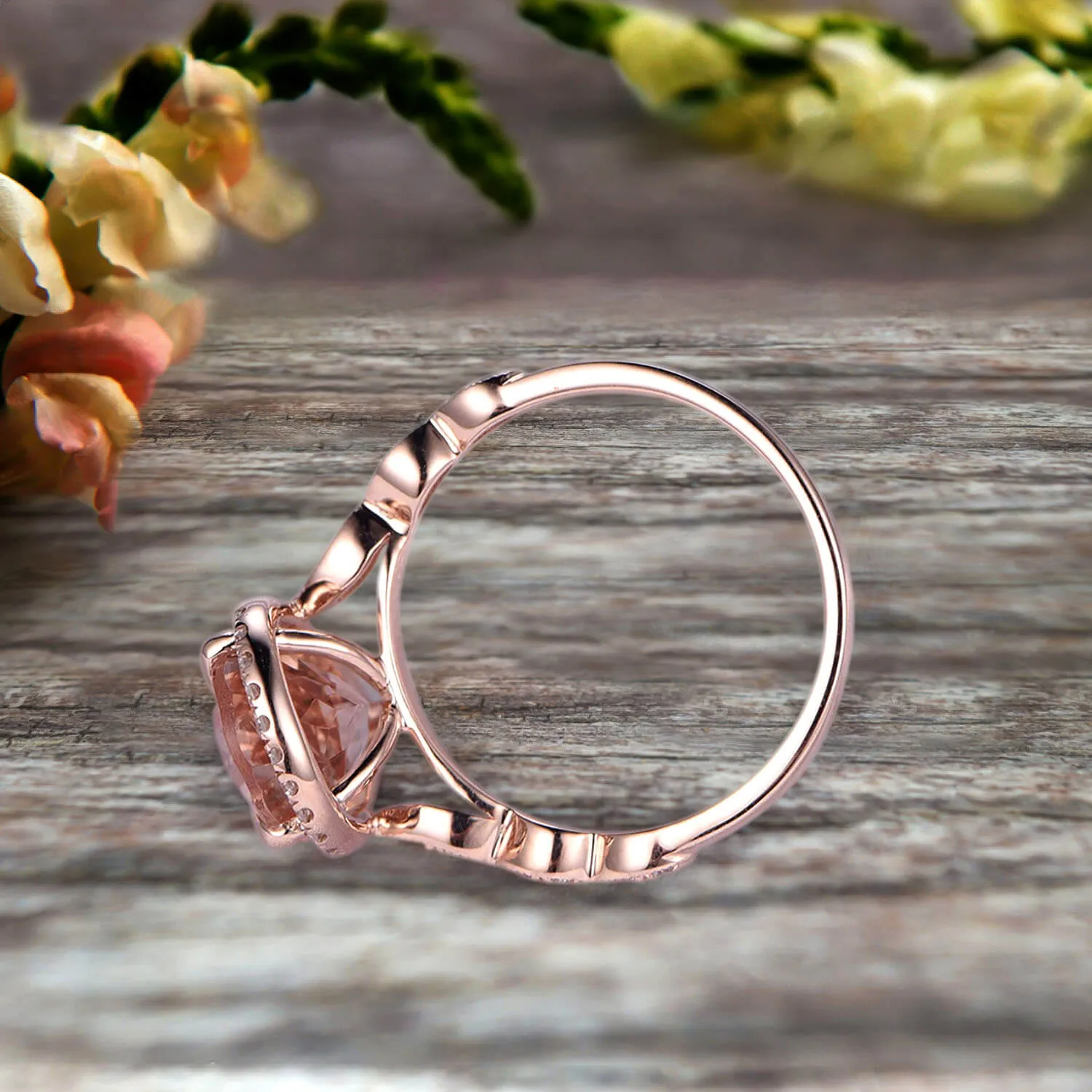 Milgrain Pear Shape 1.50 Carat Pink Morganite Engagement Ring 10k Rose Gold Morganite Ring Wedding Ring Art deco Antique style