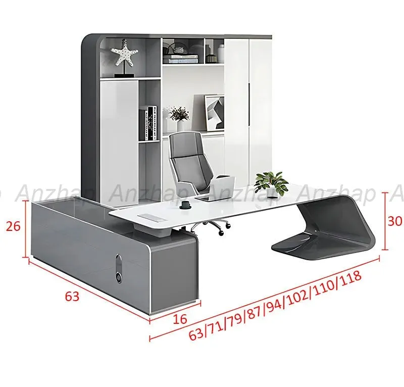 Modern Finance Office Computer Desk and Chair Set with Screen Partition