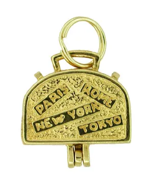 Movable World Traveler Opening Suitcase Charm in 14 Karat Gold
