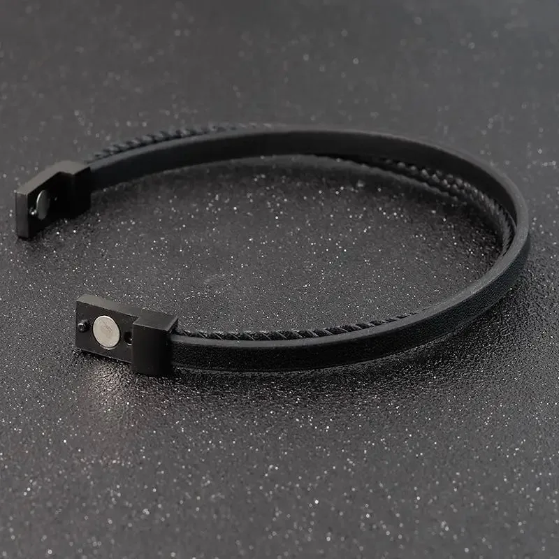 New Style Luxury Men's Leather Bracelet Classic Hand-woven Multi-layer Bangle Stainless Steel Fashion Vintage Jewelry Wholesale