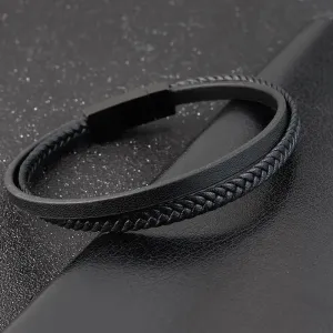 New Style Luxury Men's Leather Bracelet Classic Hand-woven Multi-layer Bangle Stainless Steel Fashion Vintage Jewelry Wholesale