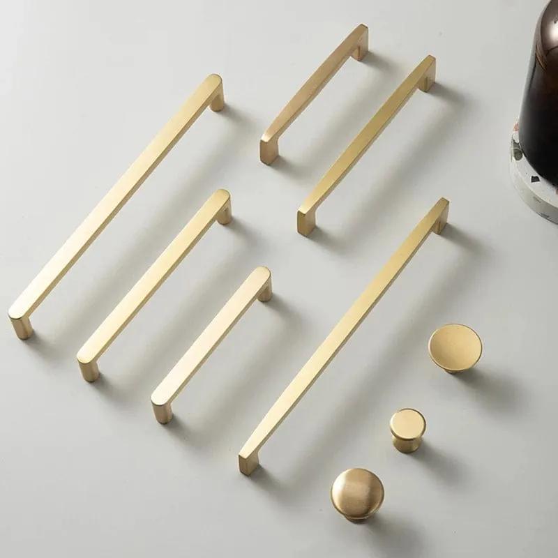 Nordic Copper Cabinet Handles Brass Drawer Wardrobe Pulls
