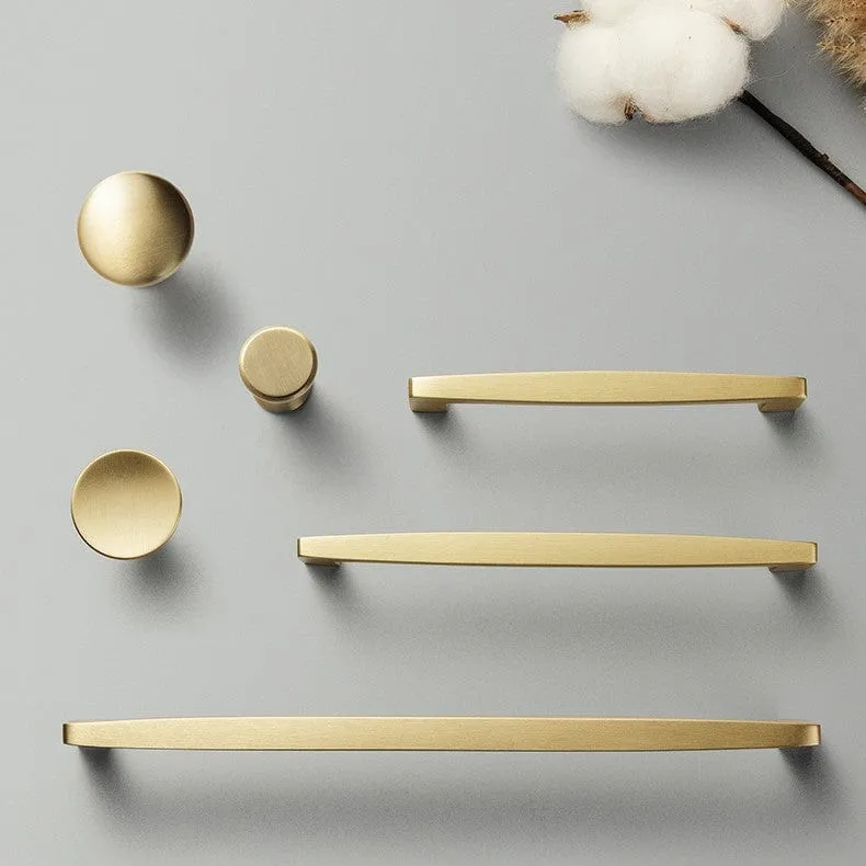 Nordic Copper Cabinet Handles Brass Drawer Wardrobe Pulls