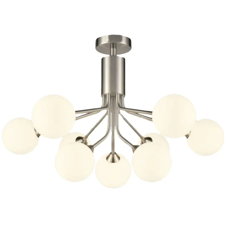 Opaque Globe 9 Ball Light - Satin Nickel