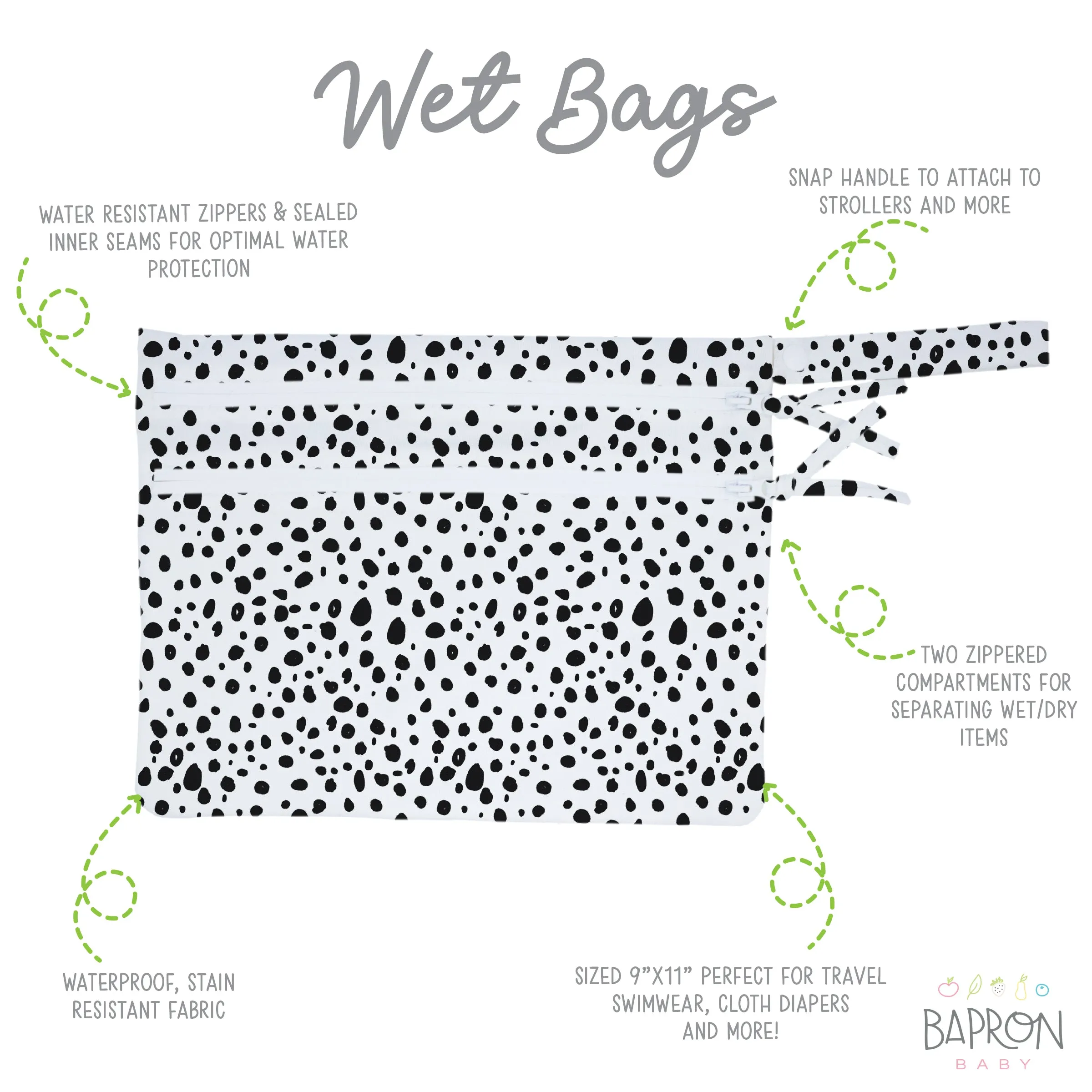 Organic Dot - Waterproof Wet Bag (For mealtime, on-the-go, and more!)