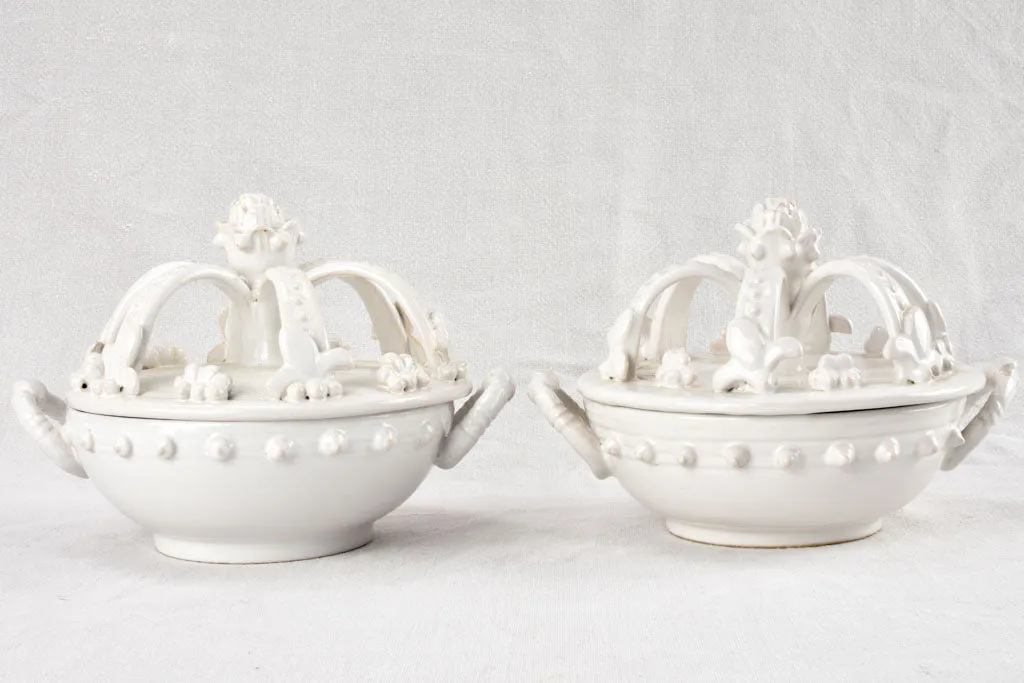 Pair of Émile Tessier tureens with crown lids 1950s