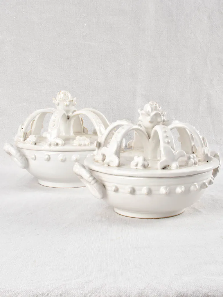 Pair of Émile Tessier tureens with crown lids 1950s